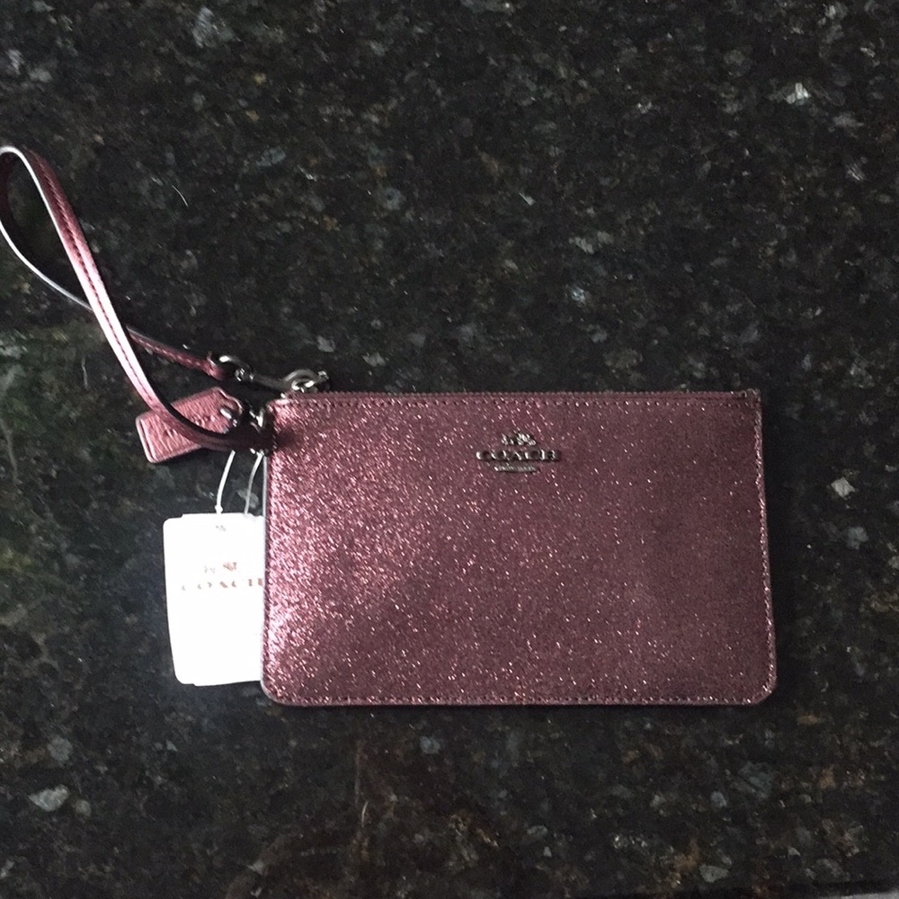 Coach purple shimmer wristlet